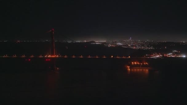 Vista Aérea Nocturna Del Puente Golden Gate San Francisco — Vídeos de Stock