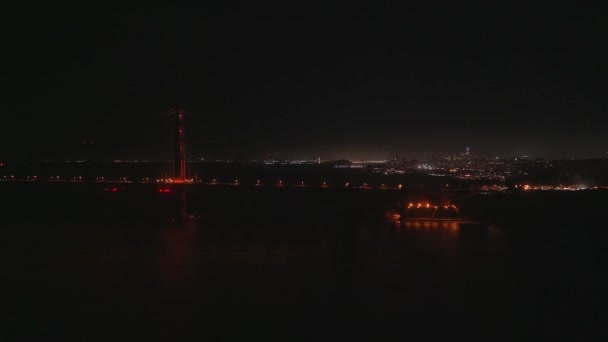 Aerial Night View Golden Gate Bridge San Francisco Usa — Stock Video