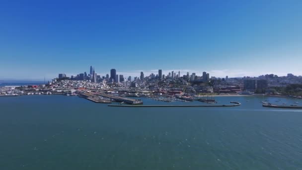 Vista Aérea Baía São Francisco Perto Baixa Cidade Muitos Cais — Vídeo de Stock