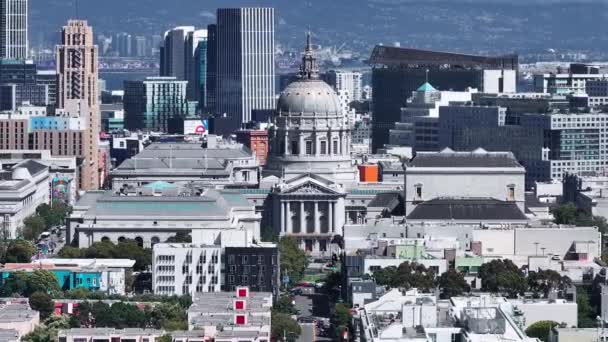 Вид Повітря Міську Ратушу Сан Франциско Вид Громадського Центру Плаза — стокове відео