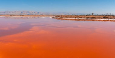 Alviso Marina İlçe Parkı 'ndaki Pembe Tuz Göletleri' nin havadan görünüşü, San Francisco Körfezi Ulusal Yaban Hayatı Sığınağı 'na açılan kapı.