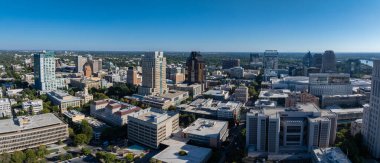 The Tower Bridge in Sacramento, California with the city of of Sacramento in the background and blue sky