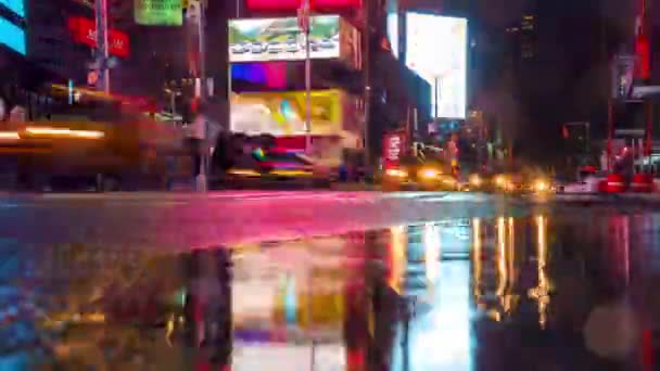 Times Square New York City Night Timelapse Vysoký Dynamický Rozsah — Stock video