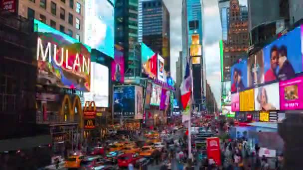 Times Square Νέα Υόρκη Νύχτα Timelapse Υψηλό Δυναμικό Εύρος Timelapse — Αρχείο Βίντεο