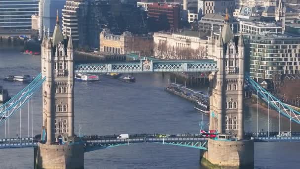 Aerial View Tower Bridge London One Londons Most Famous Bridges Filmik Stockowy