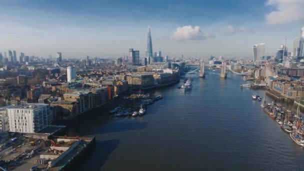 Panoramisch Uitzicht Vanuit Lucht Londen Theems Engeland Verenigd Koninkrijk Londen — Stockvideo