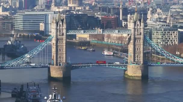 Aerial View Tower Bridge London One Londons Most Famous Bridges — Vídeos de Stock