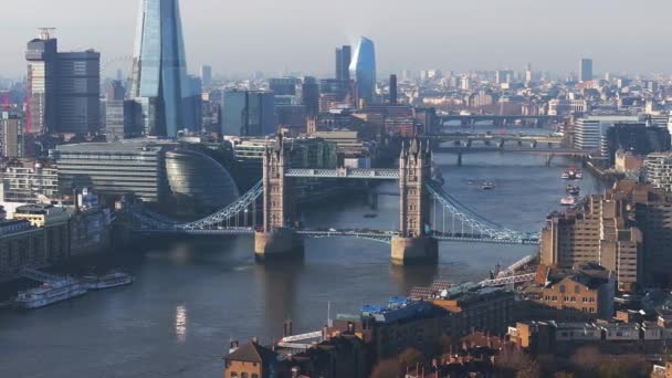 Aerial View Tower Bridge London One Londons Most Famous Bridges — стоковое видео
