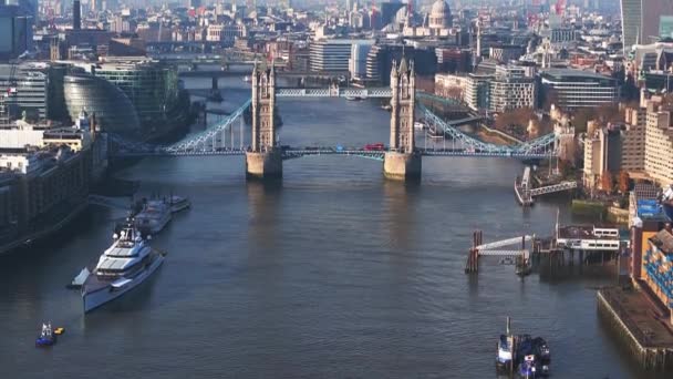 Aerial View Tower Bridge London One Londons Most Famous Bridges — Stock video