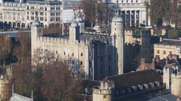Letecký Pohled Věž Londýna Anglie Slavné Místo Mezinárodní Památka — Stock video