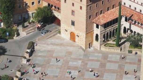 Widok Lotu Ptaka Kościół Opactwa Benedyktyńskiego Monserrat Barcelonie Hiszpania Klasztor — Wideo stockowe