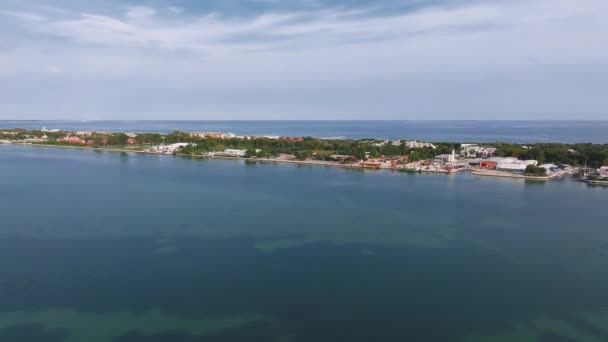 Вид Воздуха Остров Лидо Венеция Венеции Италия Остров Между Венецией — стоковое видео