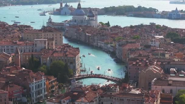 Uitzicht Vanuit Lucht Venetië Buurt Van Het San Marcoplein Rialtobrug — Stockvideo