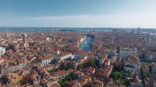 Letecký Pohled Benátky Blízkosti Náměstí Svatého Marka Rialto Most Úzké — Stock video