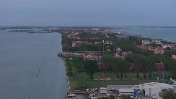 Flygfoto Över Lido Venezia Venedig Italien Mellan Venedig Och Adriatiska — Stockvideo