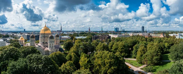 stock image Beautiful aerial Riga view from above. Panoramic view of the Riga old town, the capital of Latvia.