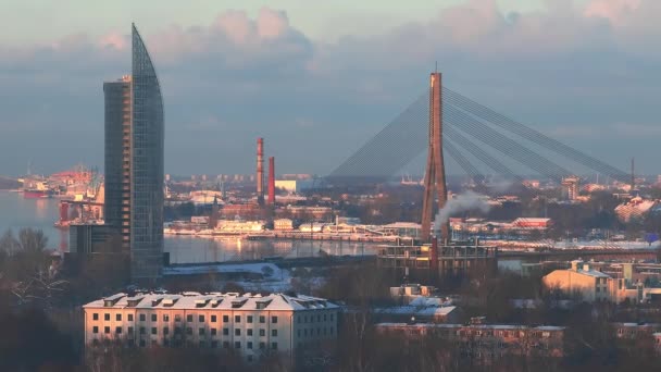 Indah Udara Riga Melihat Dari Atas Pemandangan Panorama Kota Tua — Stok Video