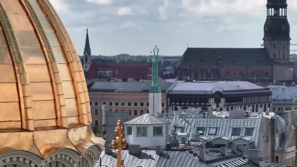 Catedral Natividad Cristo Riga Letonia Catedral Ortodoxa Estilo Bizantino Más — Vídeo de stock