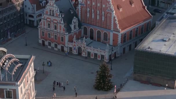 Veduta Aerea Del Mercatino Natale Riga Lettonia — Video Stock