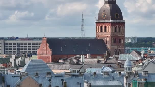 Piękny Widok Powietrza Ryga Góry Panoramiczny Widok Stare Miasto Rydze — Wideo stockowe