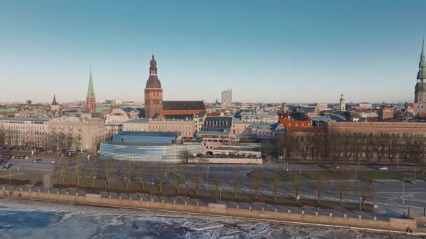 Bella Vista Aerea Riga Dall Alto Vista Panoramica Del Centro — Video Stock