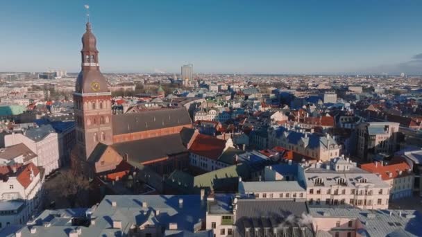 Hermosa Vista Aérea Riga Desde Arriba Vista Panorámica Del Casco — Vídeos de Stock