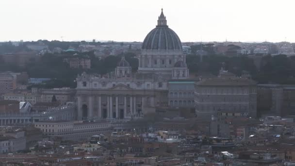 Panorama View Saint Peters Basilica Square Sunrise Vatican Italy — Stock Video