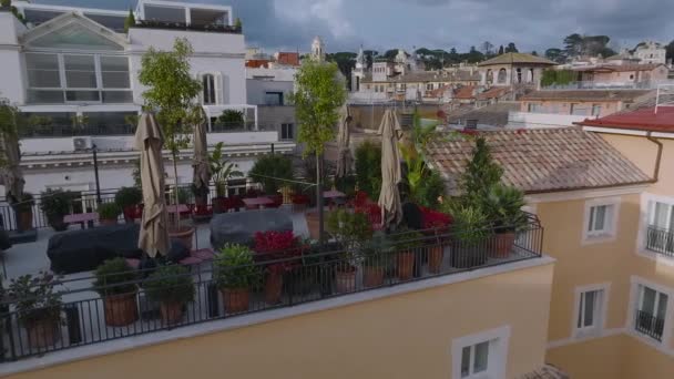 Roma Talya Güzel Bir Otel Terası Çatı Terası Bar Restoran — Stok video