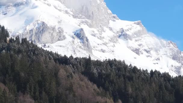 Snowy Mountain Peak Swiss Alps Beautiful Alps Panoramic View — Stock Video
