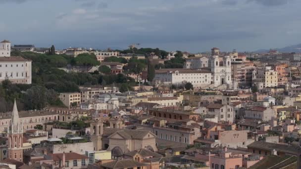 上からのローマ都市の美しい空中眺め イタリア ローマの魔法の春 パノラマ シアタービュー — ストック動画