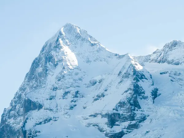 Een Majestueuze Besneeuwde Bergtop Zwitserse Alpen Bij Murren Badend Het — Stockfoto