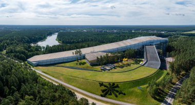 Aerial view of Druskininkai SPA resort indoor largest snow arena in Lithuania clipart