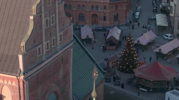 Schöne Rigaer Luftaufnahme Von Oben Blick Auf Die Altstadt Von — Stockvideo