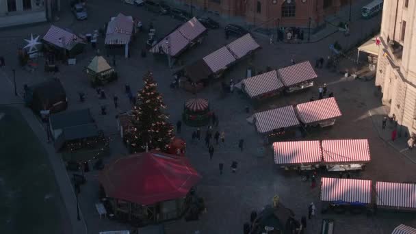 Luftaufnahme Des Weihnachtsmarktes Riga Lettland — Stockvideo
