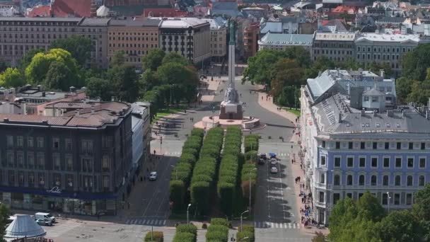 从上面俯瞰美丽的里加空中风景 拉脱维亚首都里加古城的全景 — 图库视频影像