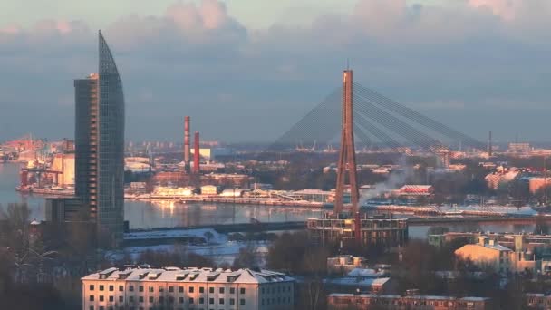 Bella Vista Aerea Riga Dall Alto Vista Panoramica Del Centro — Video Stock