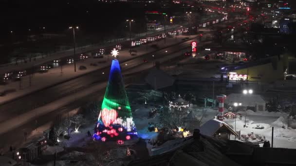 Der Schönste Weihnachtsbaum Europas Befindet Sich Riga Lettland Restaurant Des — Stockvideo