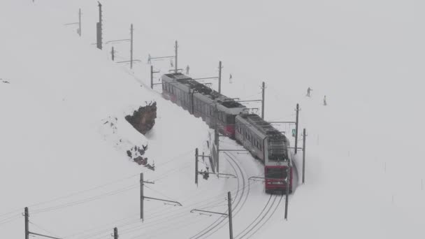 Zermatt Suiza Tren Gonergratbahn Corriendo Estación Gornergrat Famoso Lugar Turístico — Vídeos de Stock