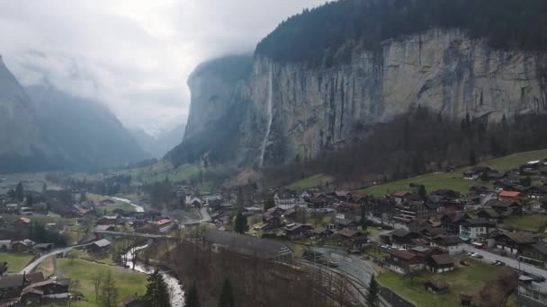 Belle Vue Aérienne Sur Les Chutes Staubbach Suisse Vue Aérienne — Video