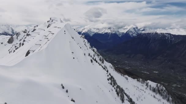 Piękny Widok Lotu Ptaka Alpy Szwajcarskie Piękne Szczyty Górskie — Wideo stockowe