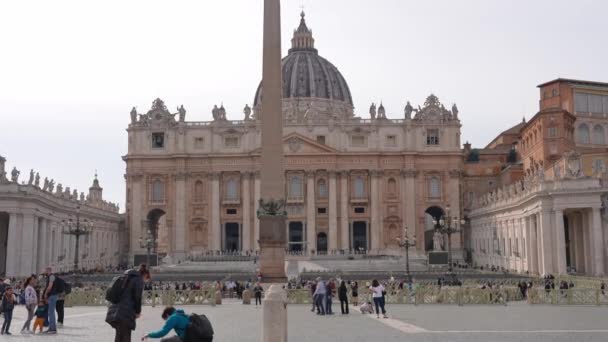 Panorama View Saint Peters Basilica Square Sunrise Vatican State Italy — Stock Video