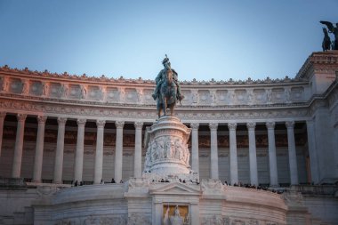 Neoclassical Altare della Patria Altar of the Fatherland , with equestrian statue of Victor Emmanuel II in Rome, Italy. Symbol of Italian unity and history. clipart