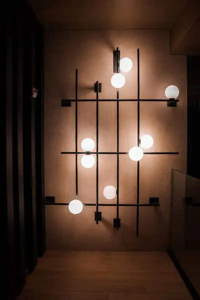 Luminaire Mural Luxe Moderne Avec Grille Forme Barres Noires Globes — Photo