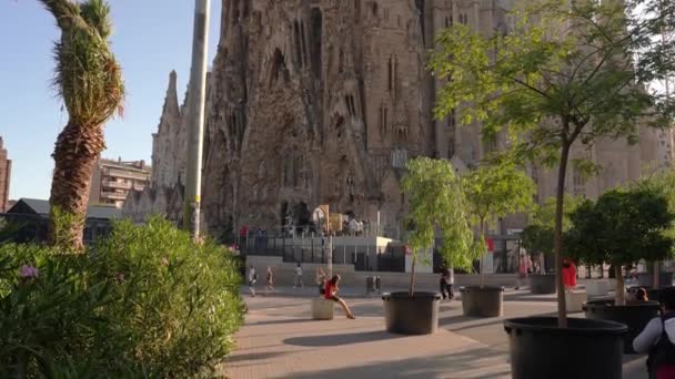 Närbild Sagrada Familia Basilikan Barcelona Antoni Gaudi Mästerverk Har Blivit — Stockvideo