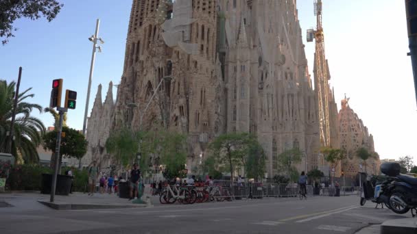 Närbild Sagrada Familia Basilikan Barcelona Antoni Gaudi Mästerverk Har Blivit — Stockvideo