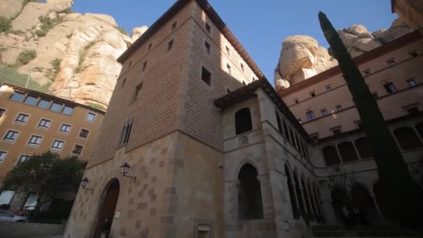 Барселона Испания Монастырь Монсеррат Санта Мария Монсеррат Женский Монастырь Расположенный — стоковое видео
