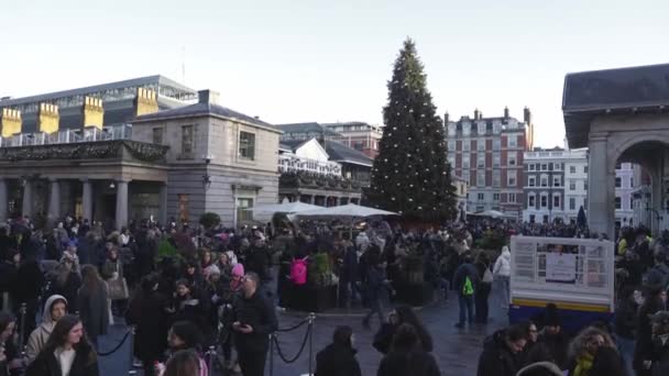 Hermosas Decoraciones Luces Navideñas Distrito Covent Garden Londres Espíritu Navidad — Vídeo de stock