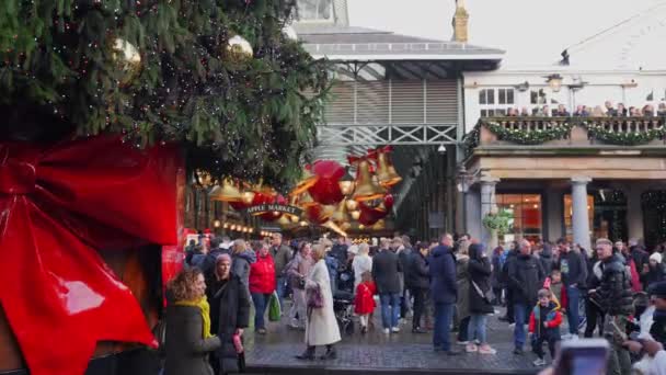 Bellissime Decorazioni Natalizie Luci Nel Quartiere Covent Garden Londra Spirito — Video Stock