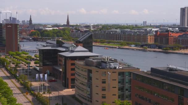 Légi Felvétel Koppenhágai Városról Felülről Modern Városrész Koppenhágában — Stock videók