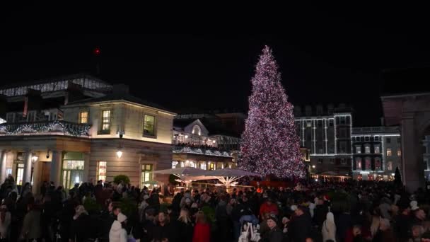 Schöne Weihnachtsdekoration Und Lichter Stadtteil Covent Garden London Weihnachtsstimmung Mit — Stockvideo